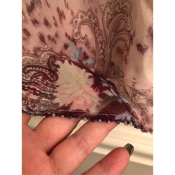 Y2K INC 100%Silk beaded & sequined tank top 14 / L Fairy whimsigoth romantic - Picture 5 of 12